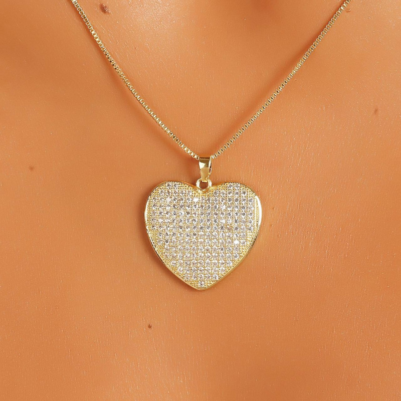 COLAR CORAÇÃO CRAVEJADO